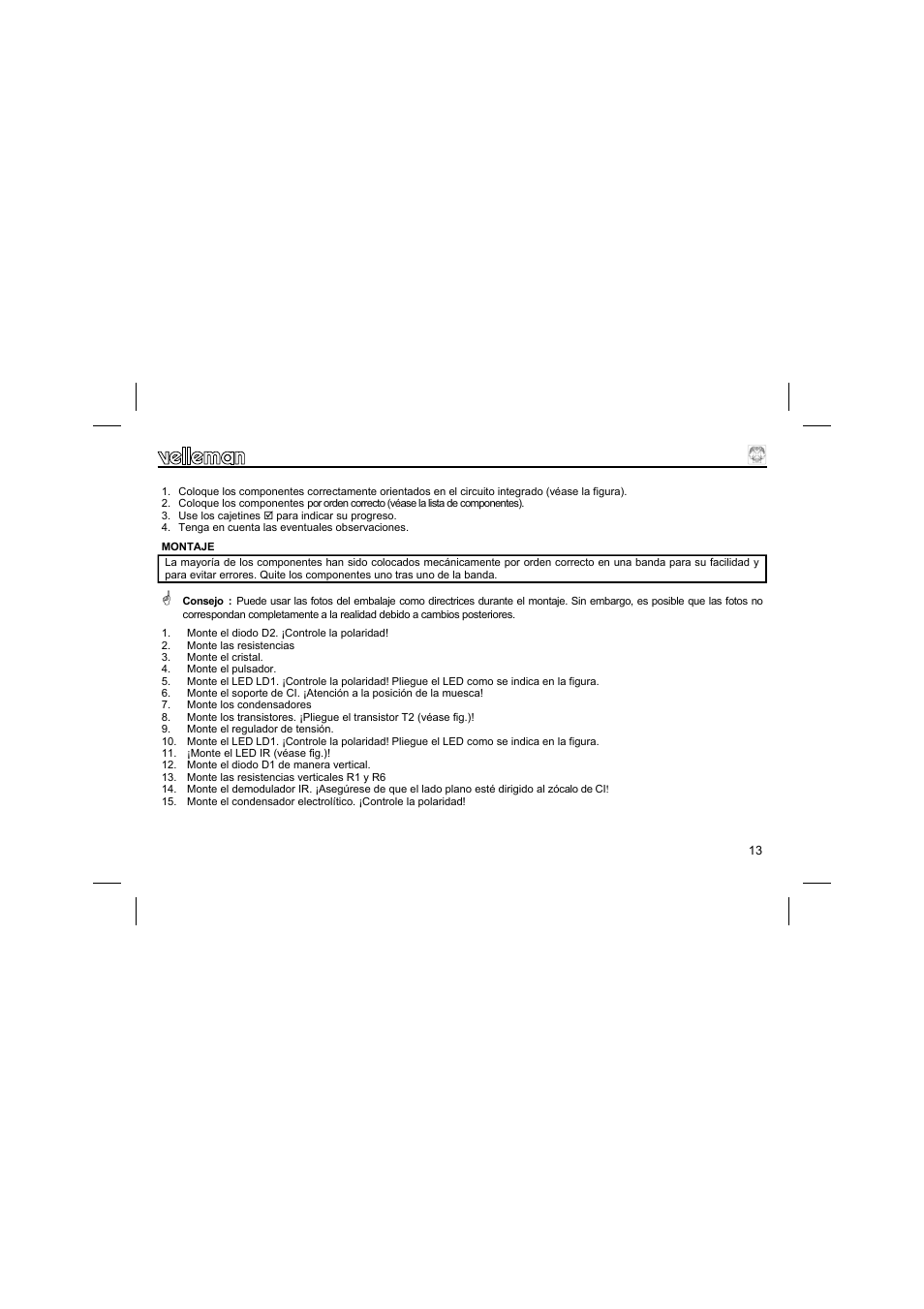 Velleman К8092 User Manual | Page 13 / 16