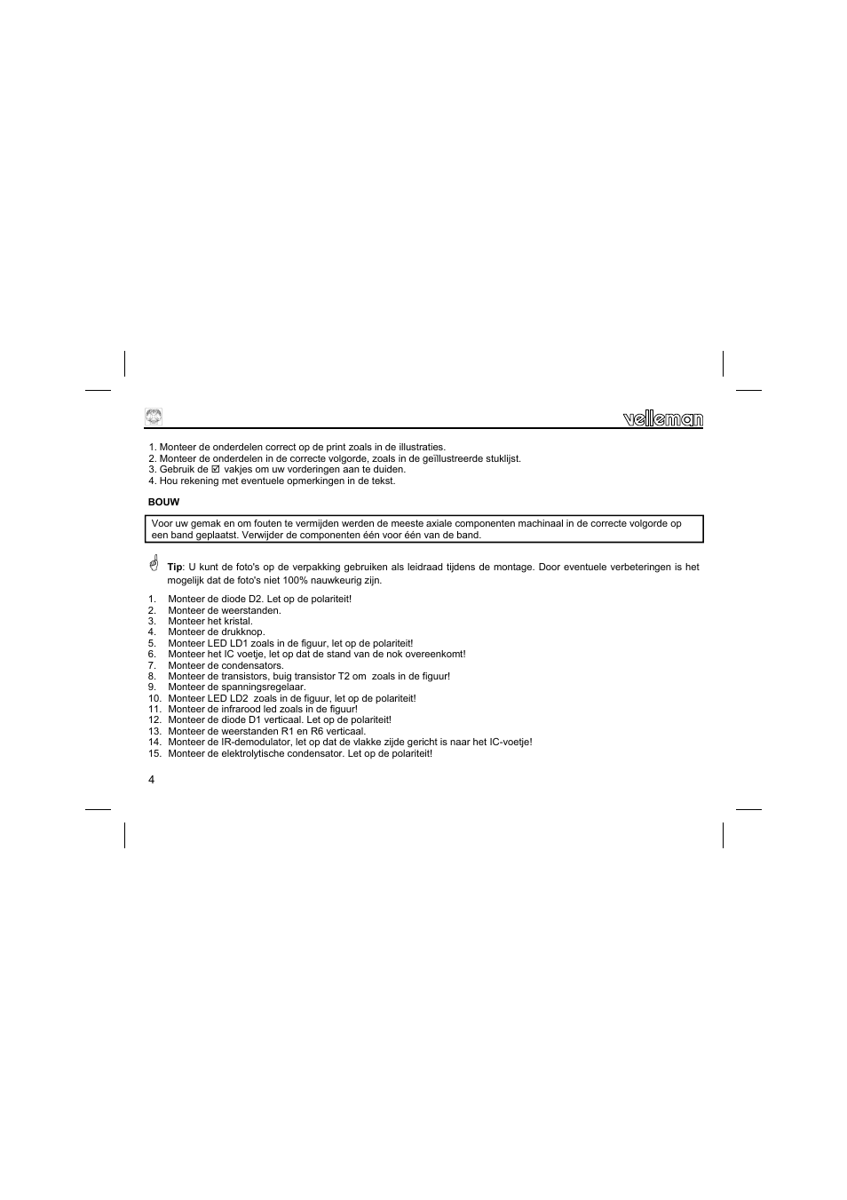 Velleman К8092 User Manual | Page 4 / 16