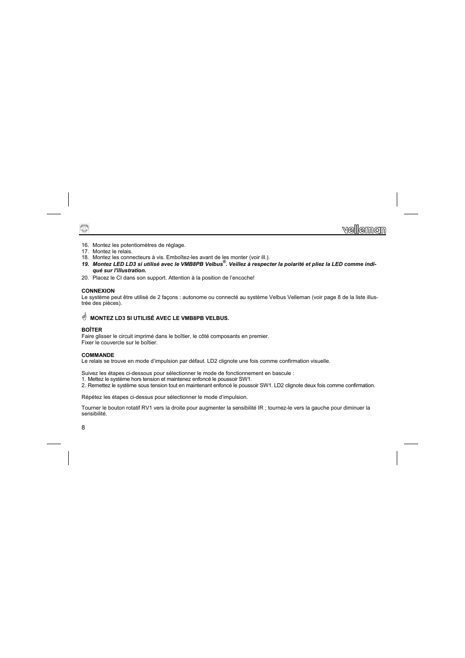 Velleman К8092 User Manual | Page 8 / 16