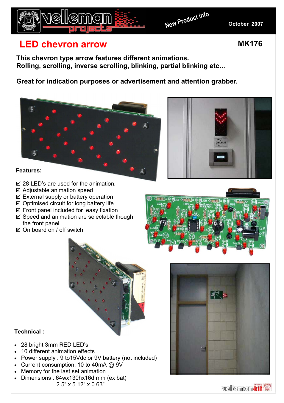 Velleman projects MK176 Datasheet User Manual | 1 page