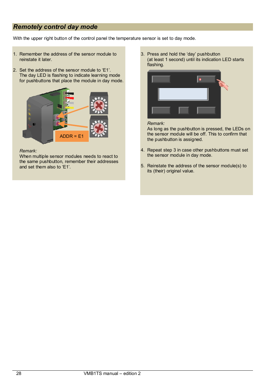 Remotely control day mode | Velleman VMB1TS User Manual | Page 28 / 43