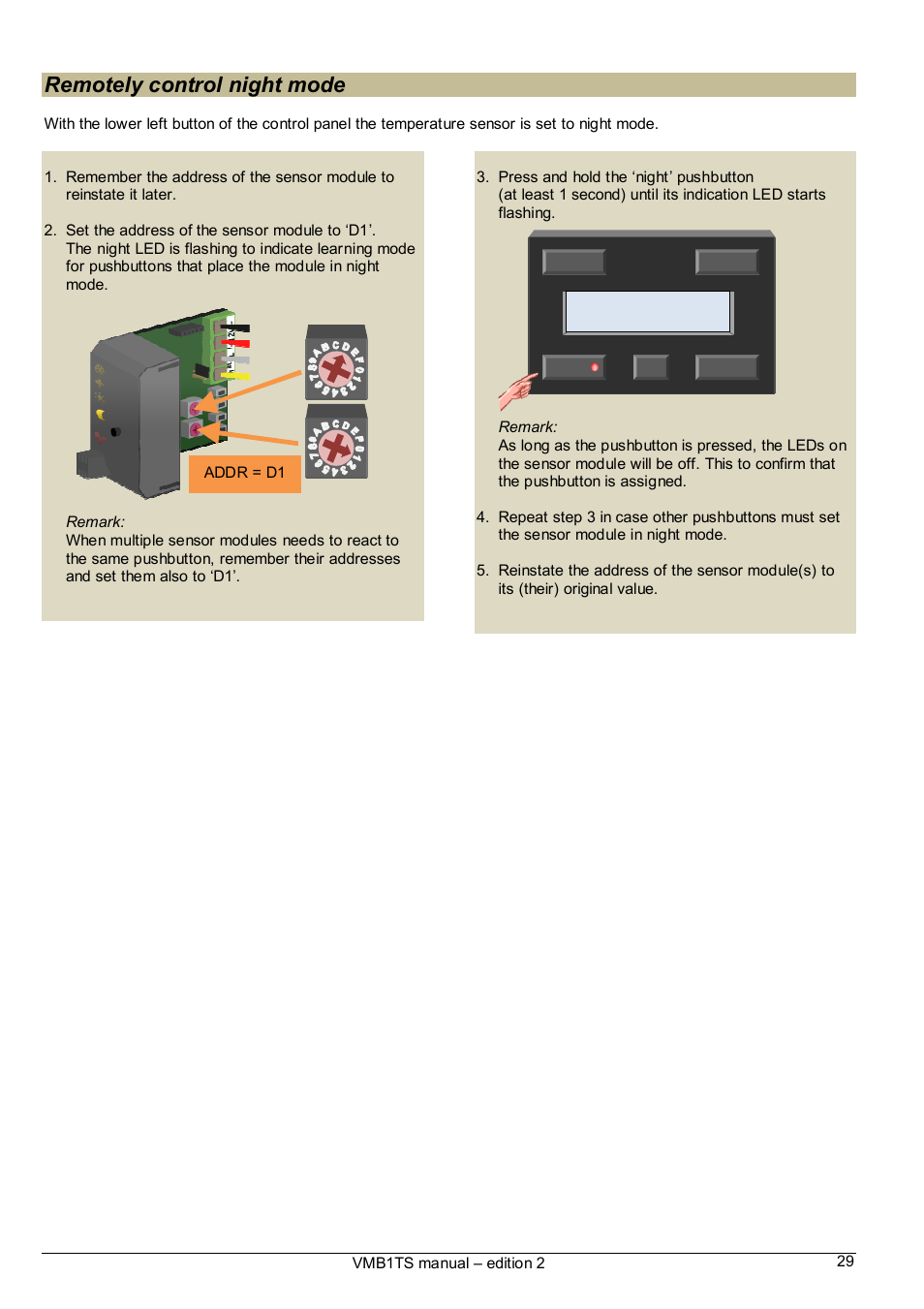 Remotely control night mode | Velleman VMB1TS User Manual | Page 29 / 43