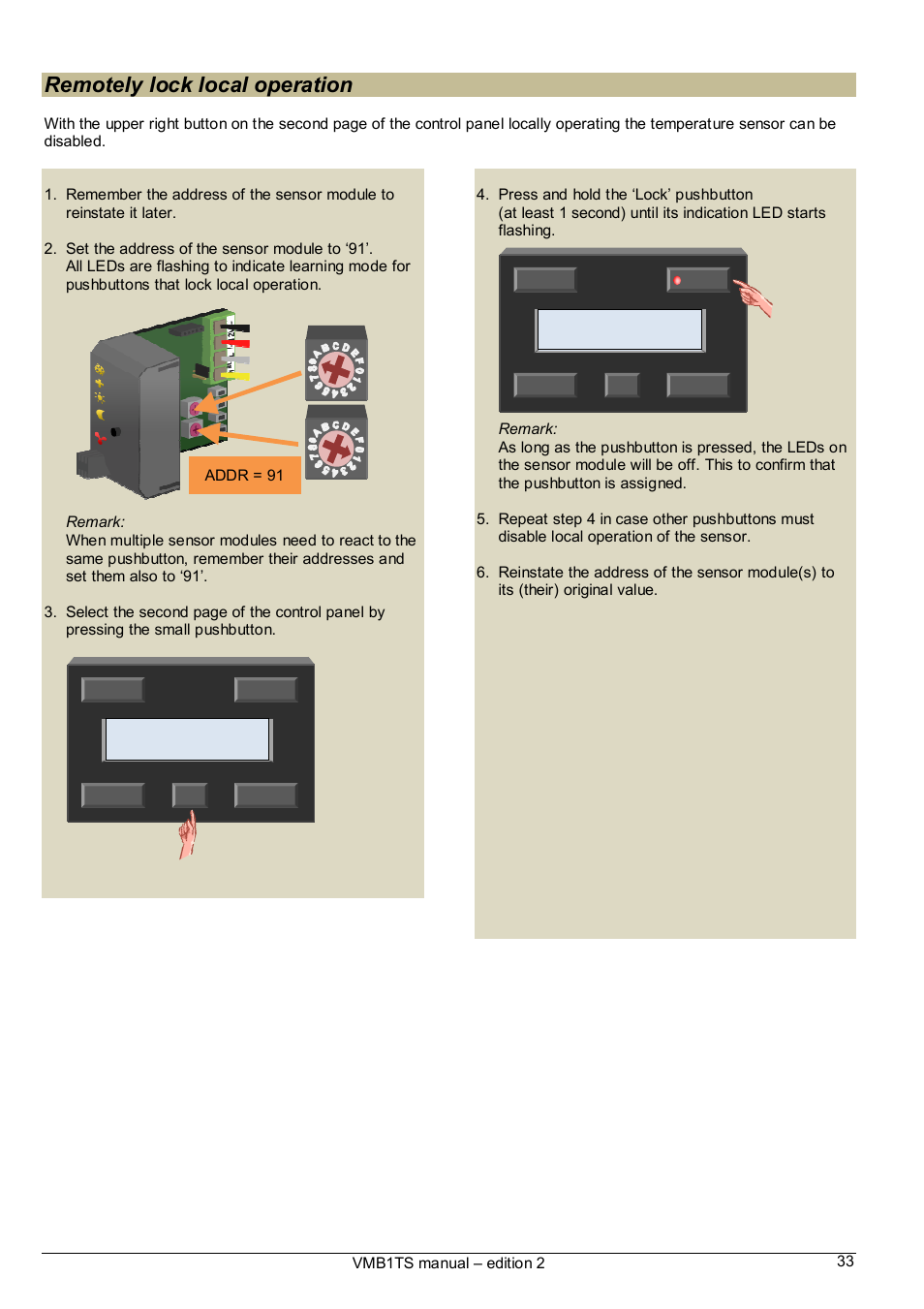 Remotely lock local operation | Velleman VMB1TS User Manual | Page 33 / 43