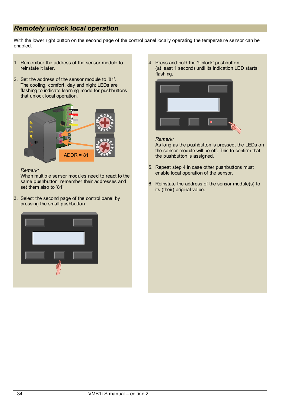 Remotely unlock local operation | Velleman VMB1TS User Manual | Page 34 / 43