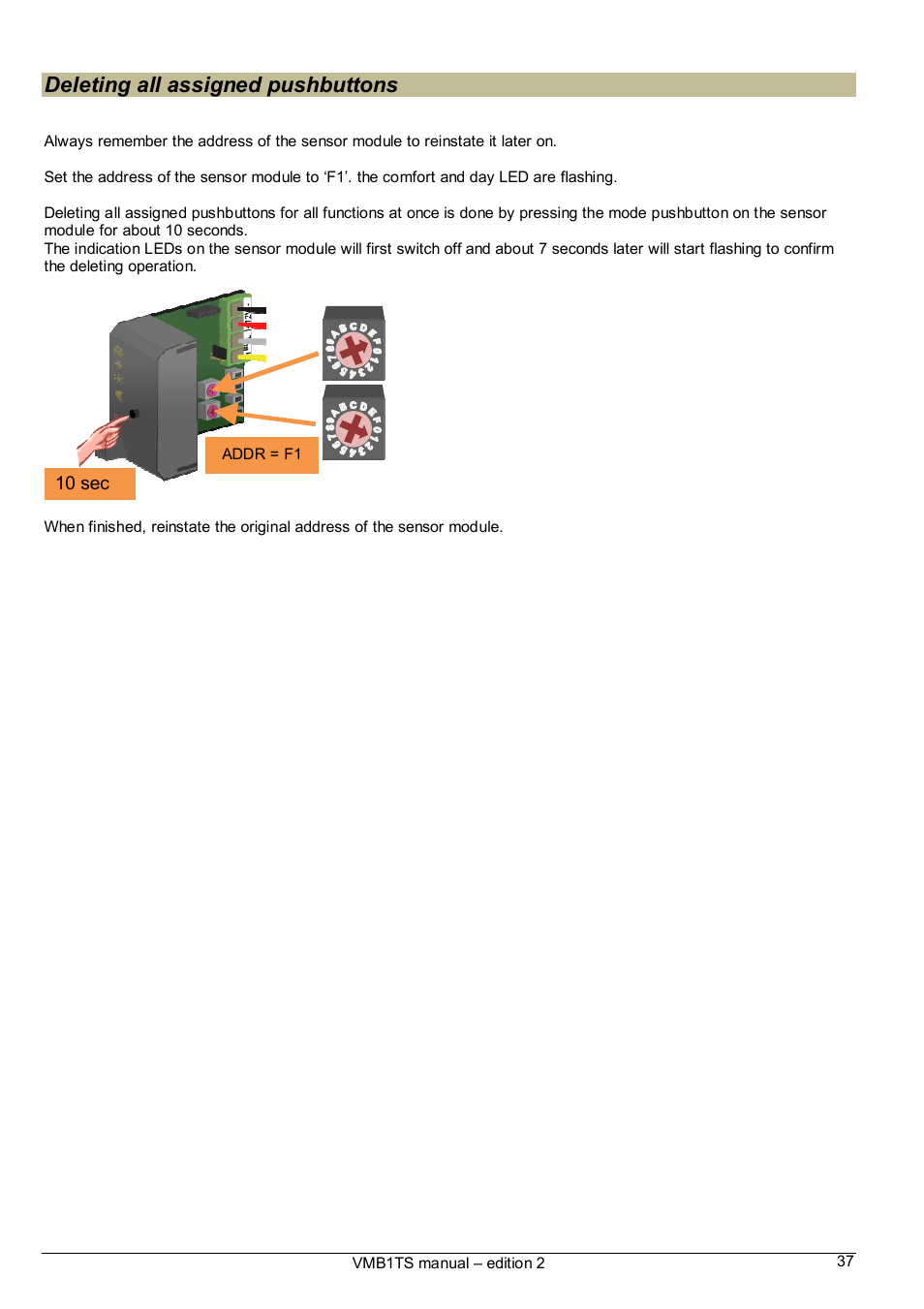 Deleting all assigned pushbuttons | Velleman VMB1TS User Manual | Page 37 / 43