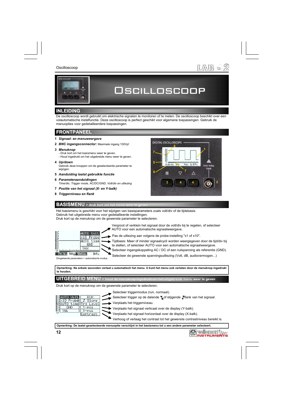 Oscilloscoop | Velleman LAB2 User Manual | Page 12 / 32