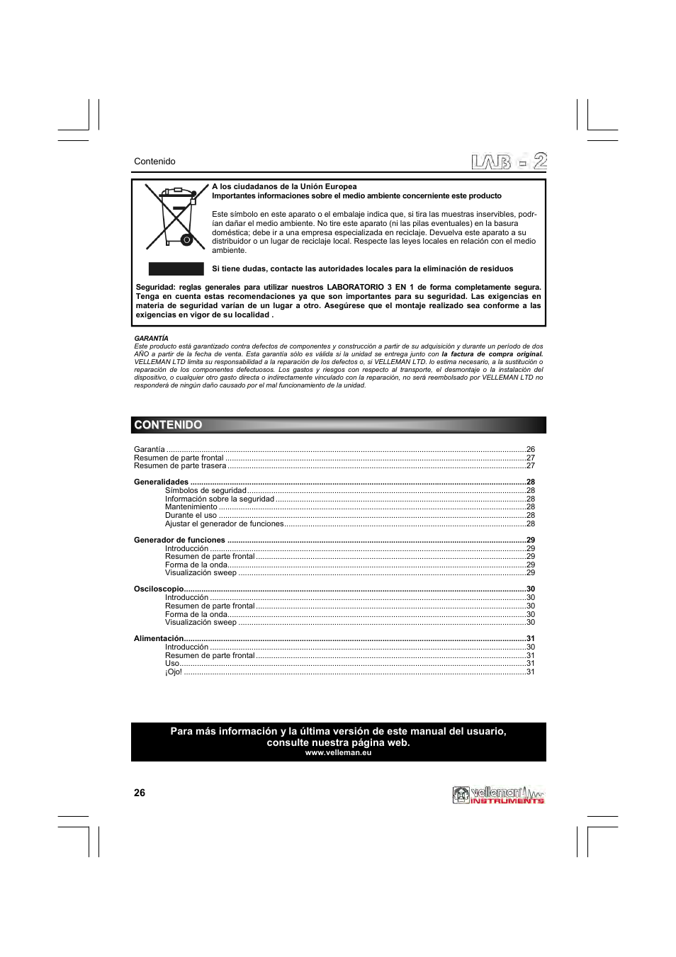 Velleman LAB2 User Manual | Page 26 / 32