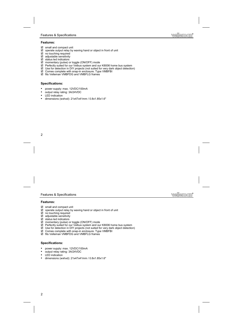 Velleman К8092 User Manual | Page 2 / 12