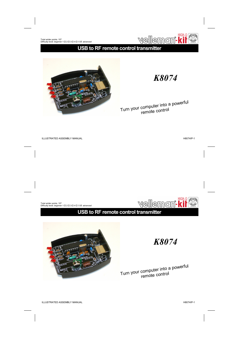 Velleman К8074 User Manual | 12 pages