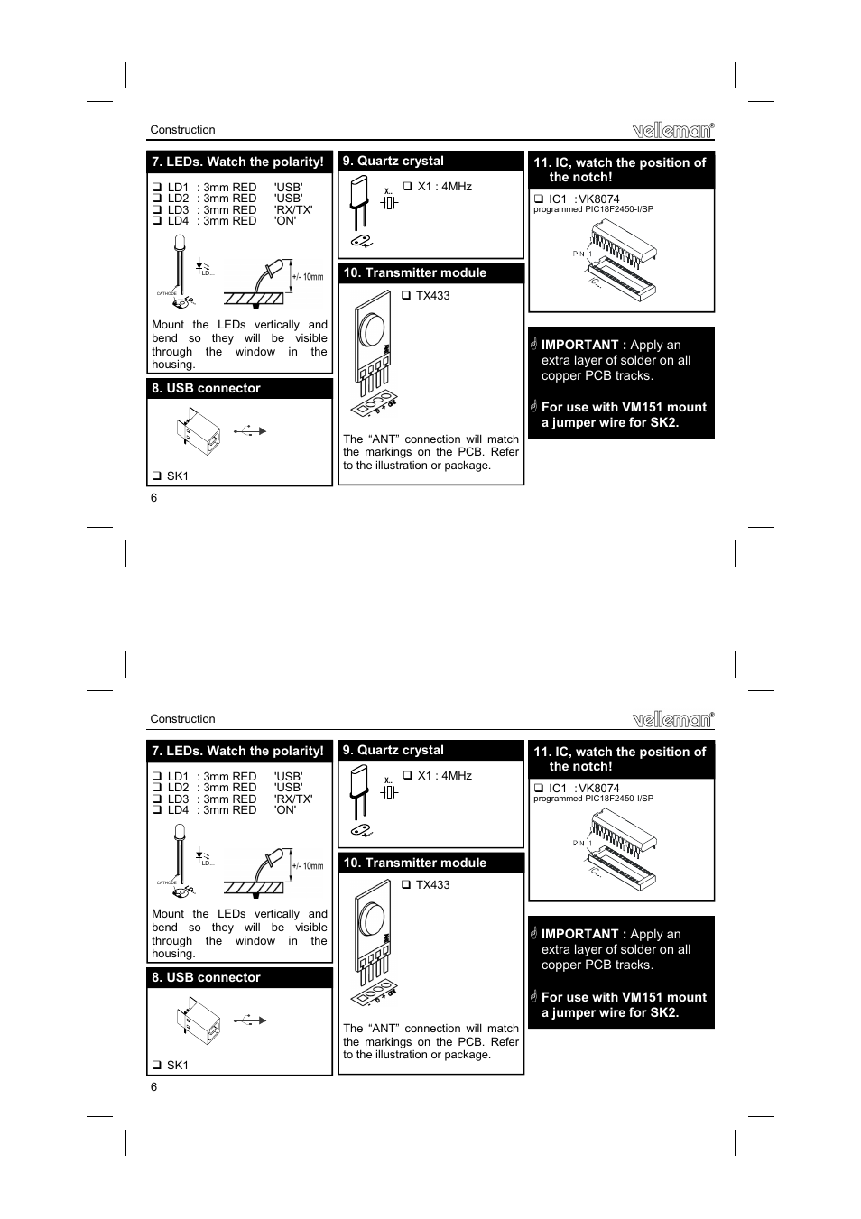 Velleman К8074 User Manual | Page 6 / 12
