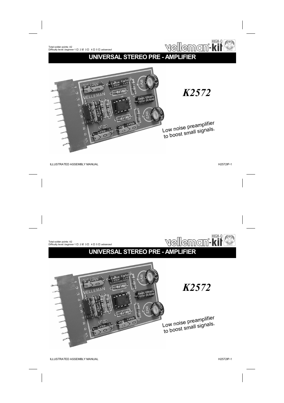 Velleman projects K2572 Assembly instructions User Manual | 8 pages