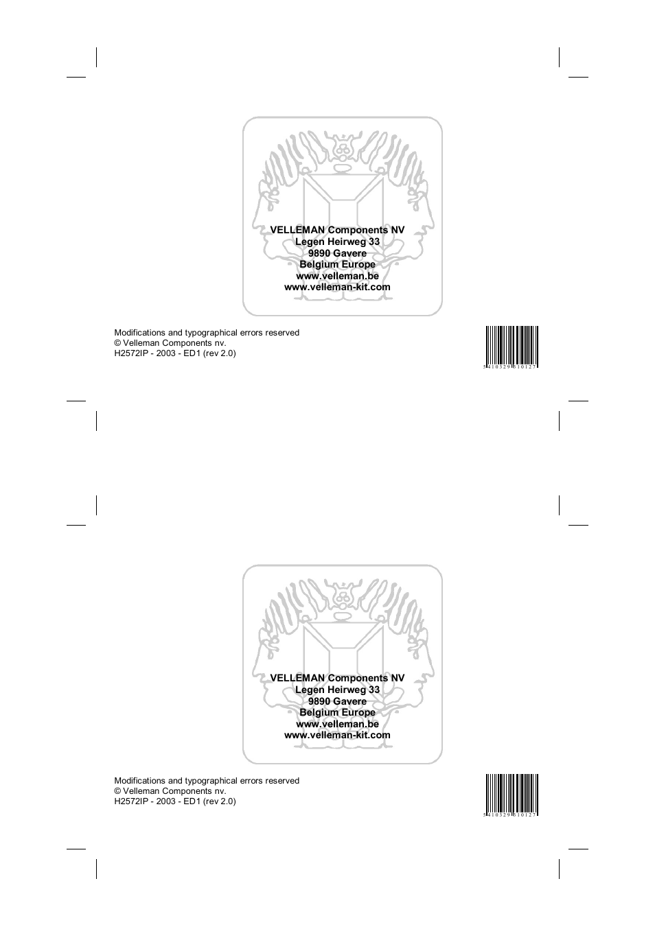 Velleman projects K2572 Assembly instructions User Manual | Page 8 / 8