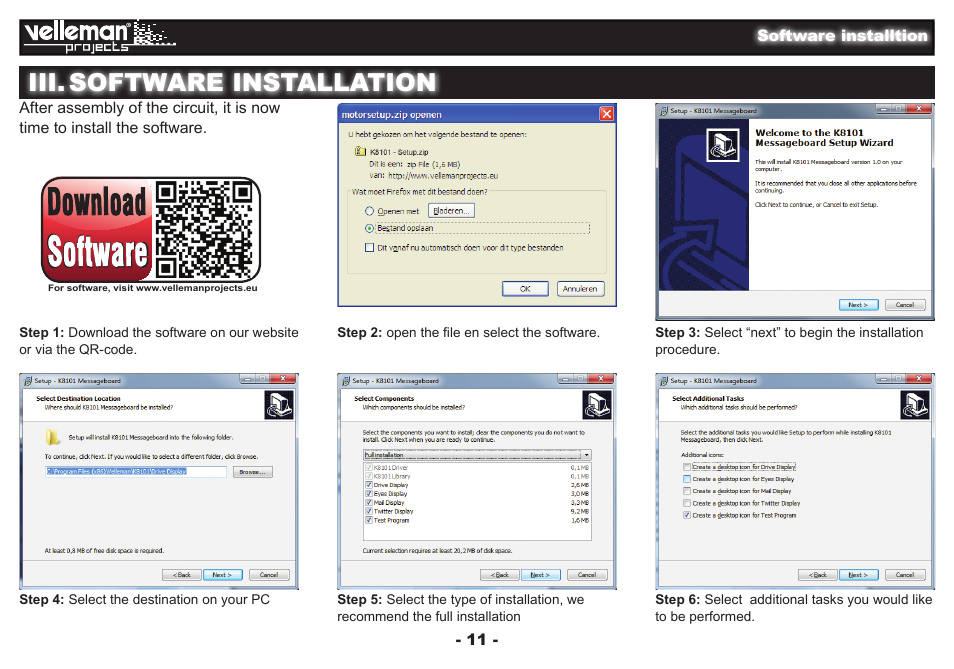 Iii. software installation | Velleman projects K8101 Assembly instructions User Manual | Page 11 / 16
