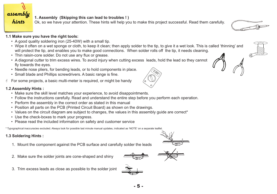 Assembly hints | Velleman projects K8101 Assembly instructions User Manual | Page 5 / 16