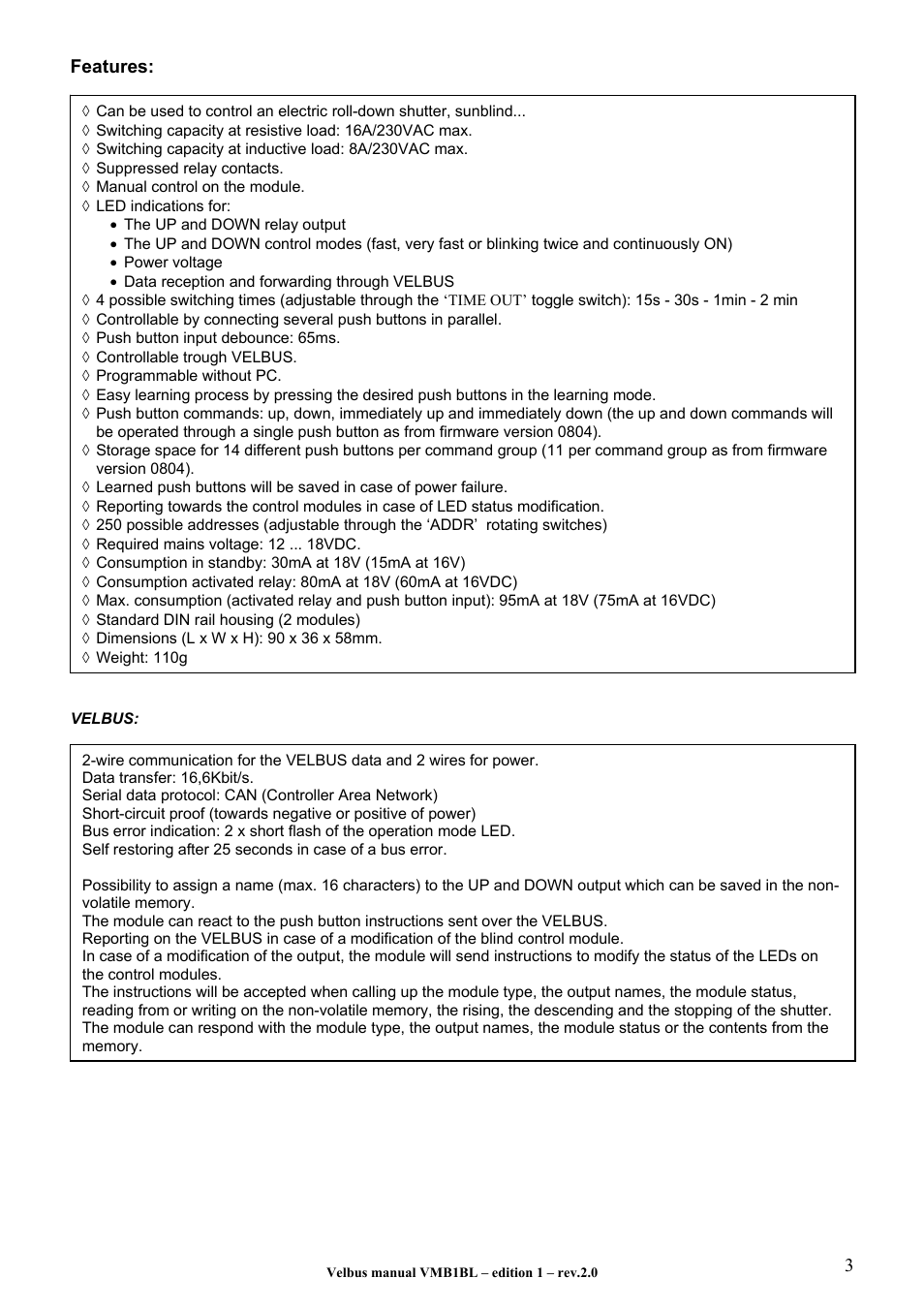 Velleman VMB1BL User Manual | Page 3 / 12