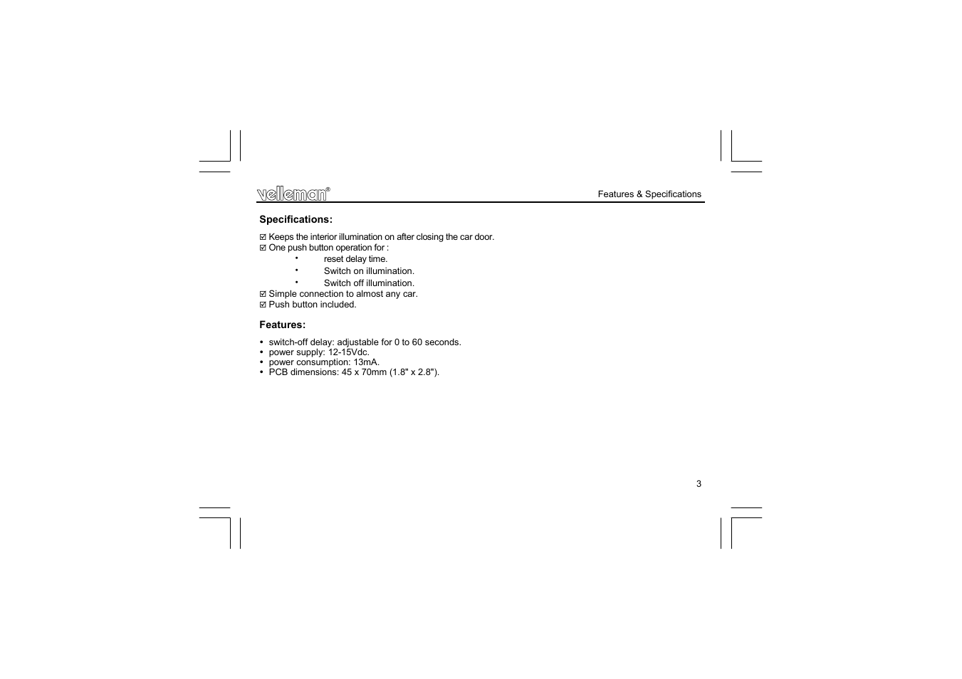 Velleman projects K3500 Assembly instructions User Manual | Page 3 / 12