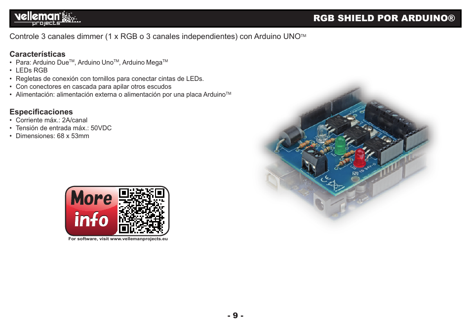 Rgb shield por arduino | Velleman Кa01 User Manual | Page 9 / 12