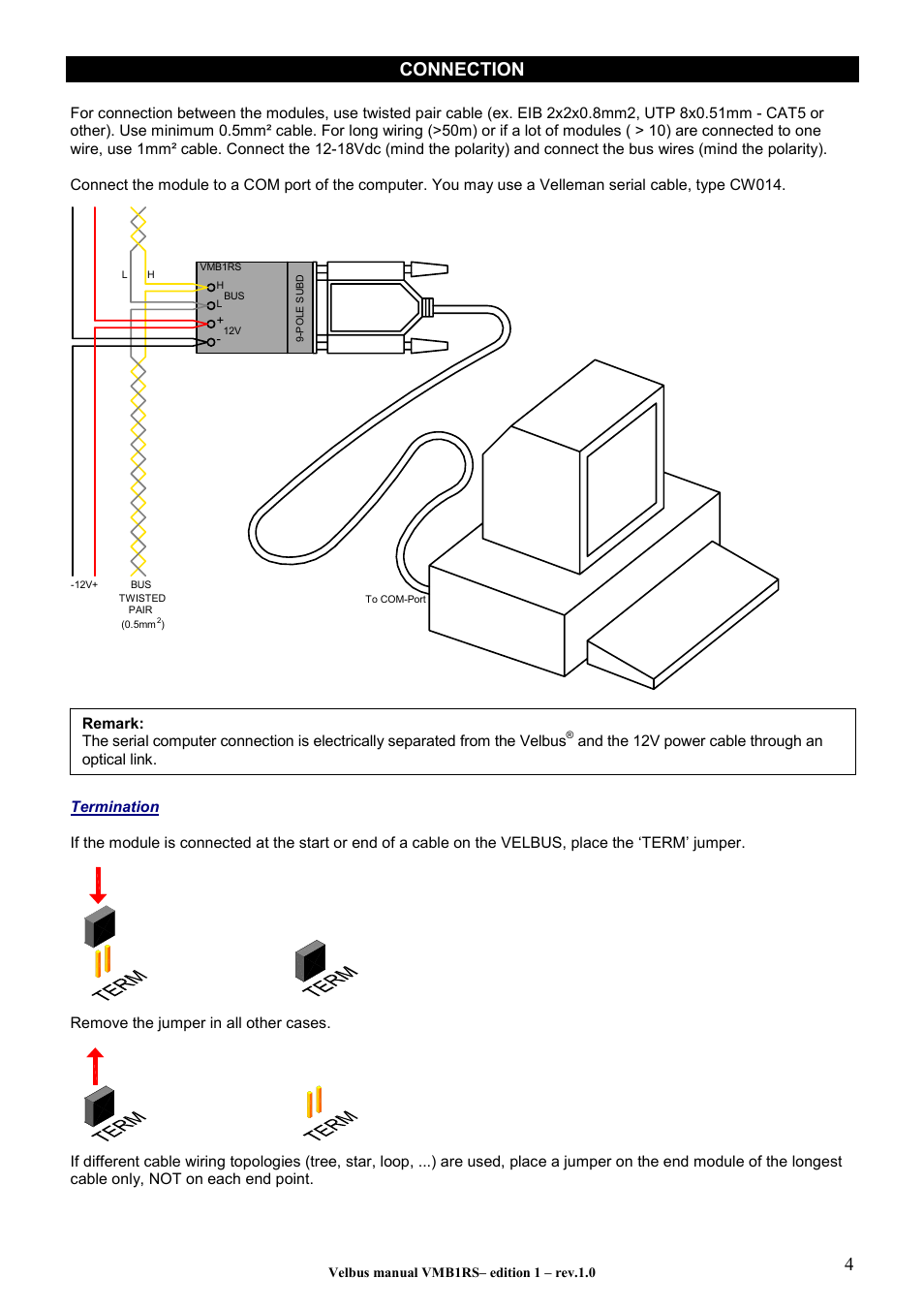 Connection | Velleman VMB1RS User Manual | Page 4 / 6