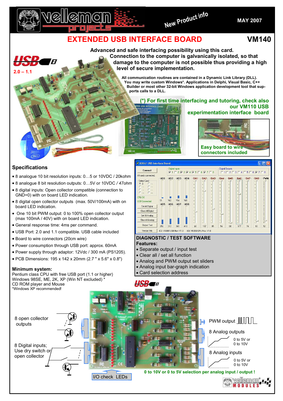 Velleman projects VM140 Datasheet User Manual | 1 page