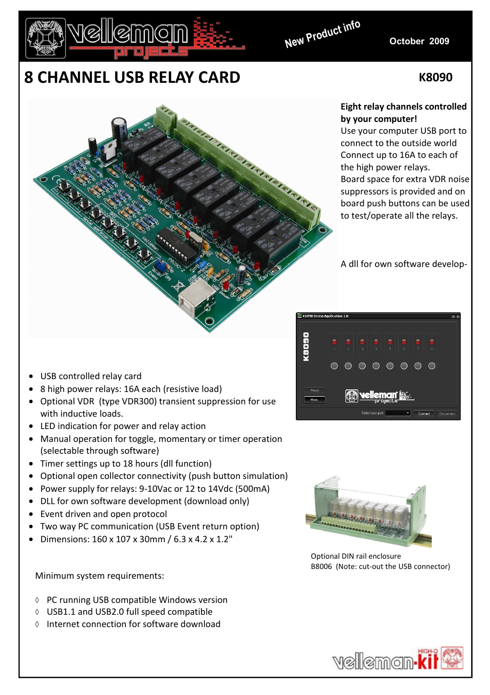 Velleman projects K8090 Infosheet User Manual | 1 page