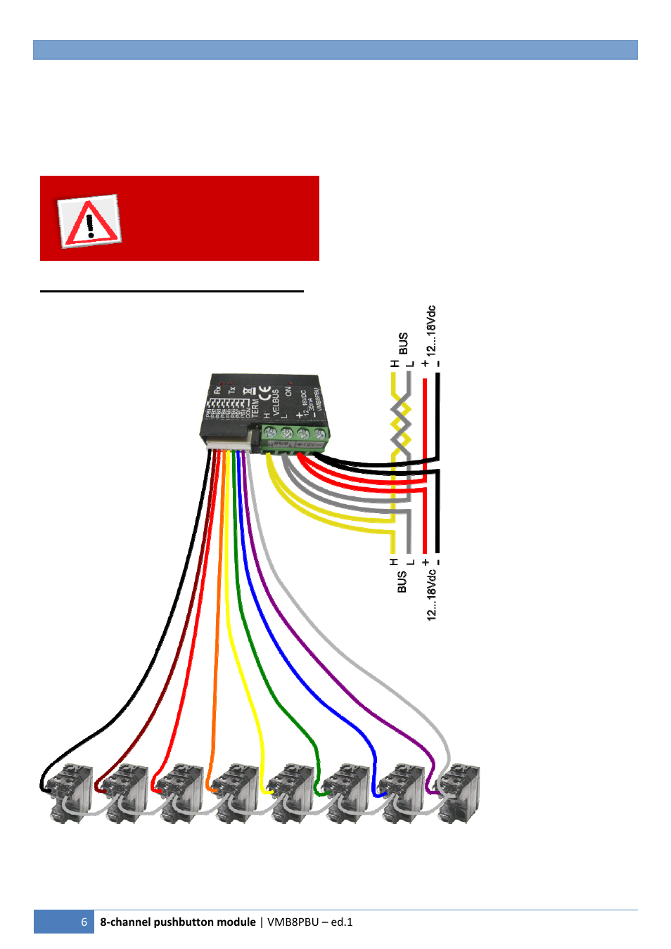 Remark, Connecting bticino, Pushbuttons | Velleman VMB8PB User Manual | Page 6 / 16