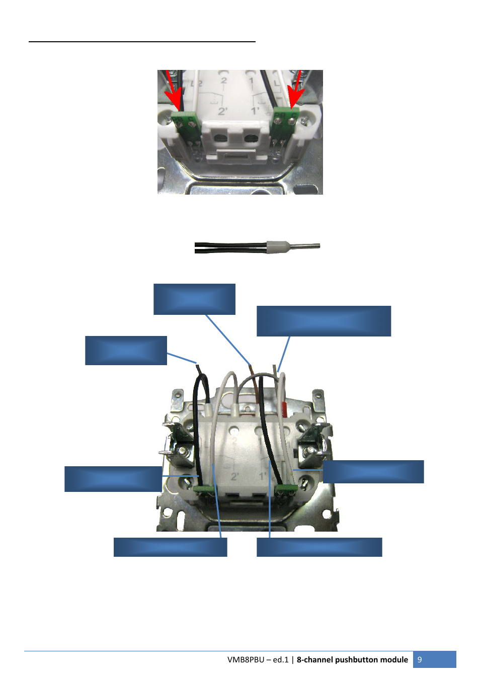 Connecting a led on a niko, Pushbutton | Velleman VMB8PB User Manual | Page 9 / 16