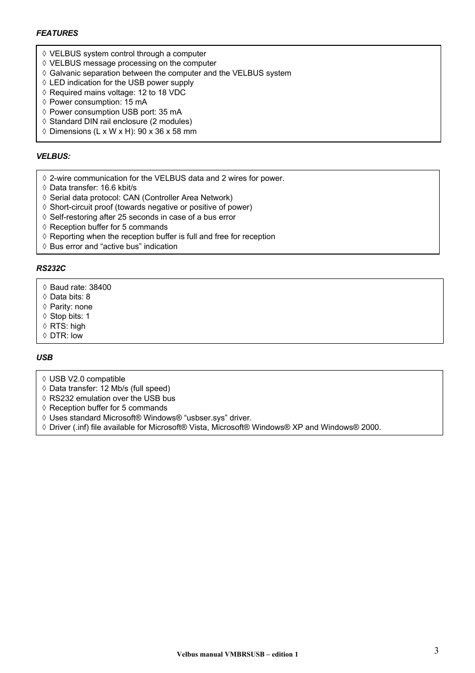 Velleman VMBRSUSB User Manual | Page 3 / 8