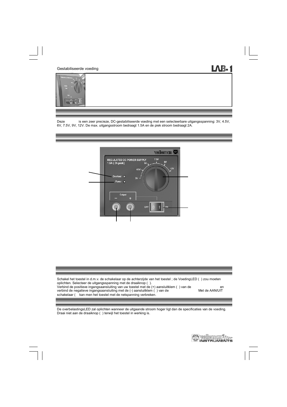Gestabiliseerde voeding | Velleman LAB1 User Manual | Page 24 / 64
