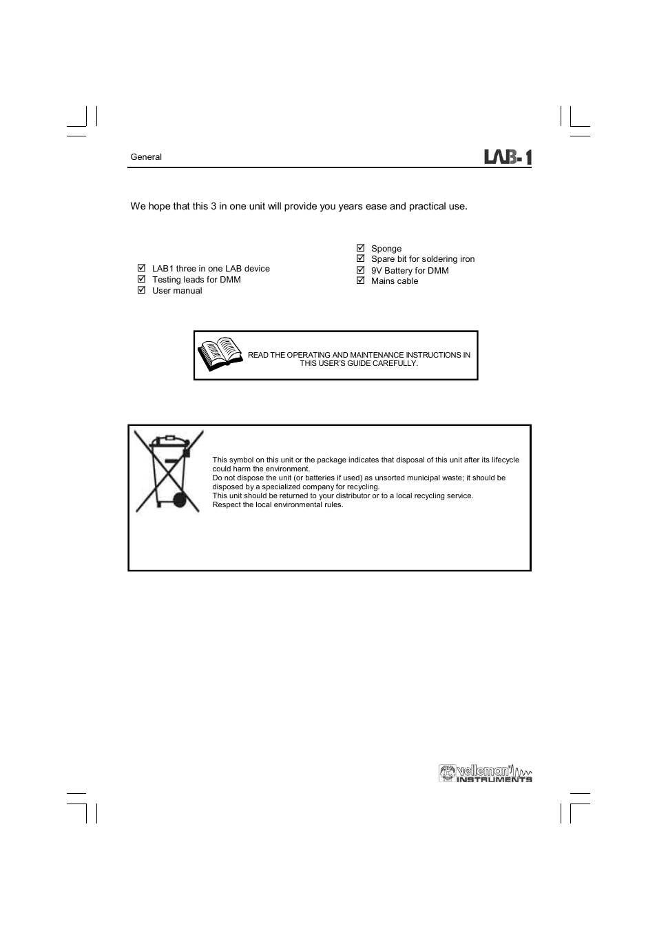 Velleman LAB1 User Manual | Page 4 / 64