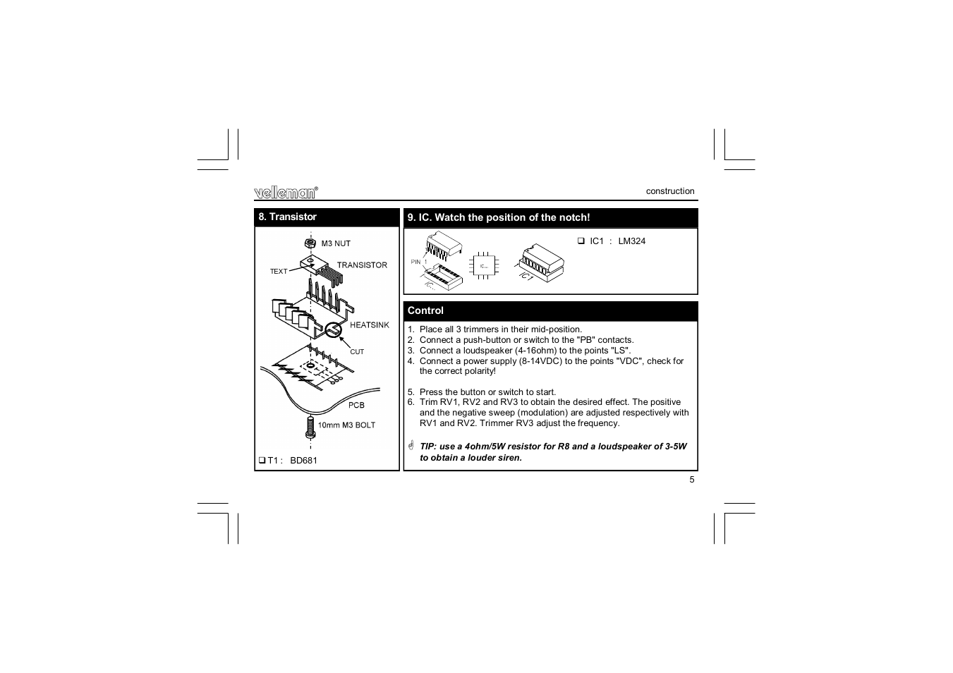 Velleman projects K2604 Assembly instructions User Manual | Page 5 / 8