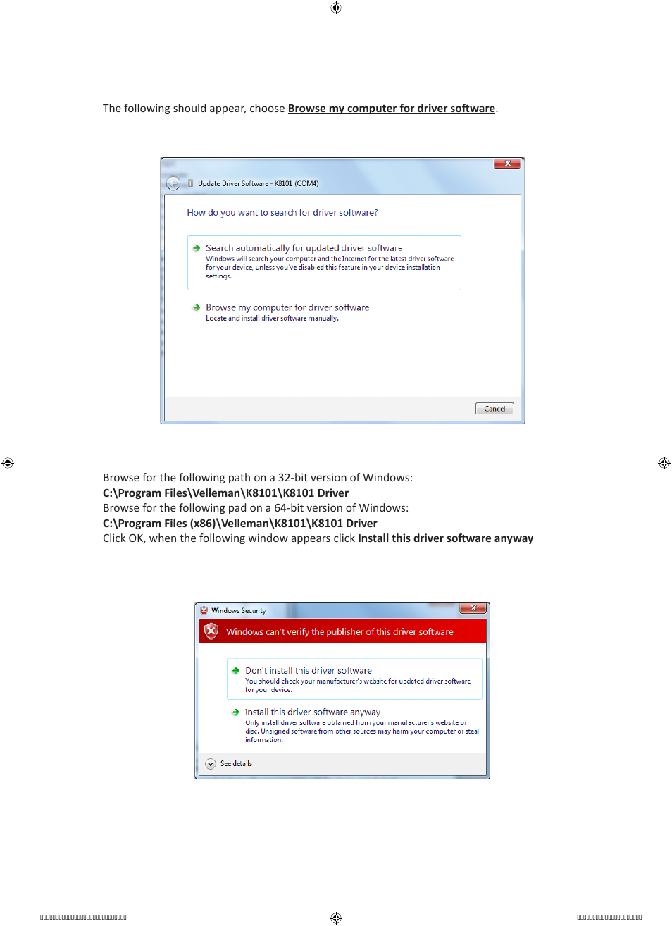 Velleman projects K8101 Driver installation guide User Manual | Page 3 / 20