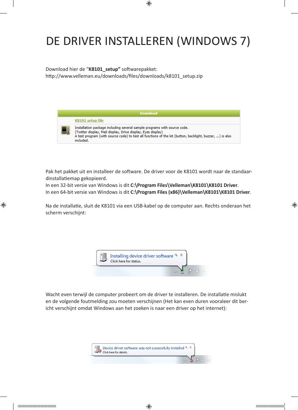 De driver installeren (windows 7) | Velleman projects K8101 Driver installation guide User Manual | Page 5 / 20