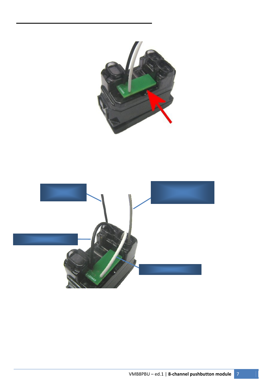 Connecting a led on a bticino, Pushbutton | Velleman VMB8PBU User Manual | Page 7 / 12