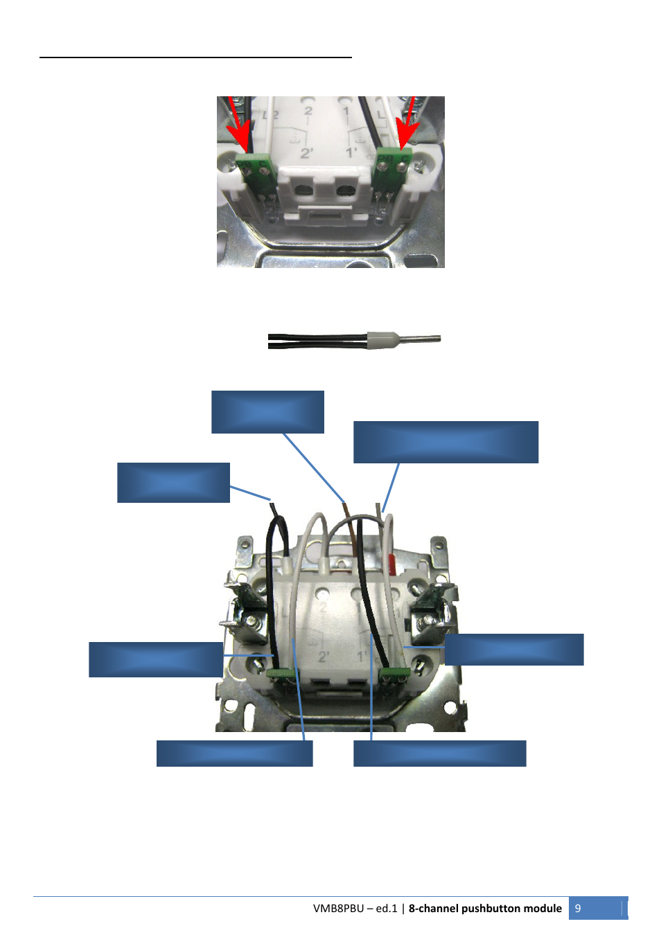 Connecting a led on a niko, Pushbutton | Velleman VMB8PBU User Manual | Page 9 / 12