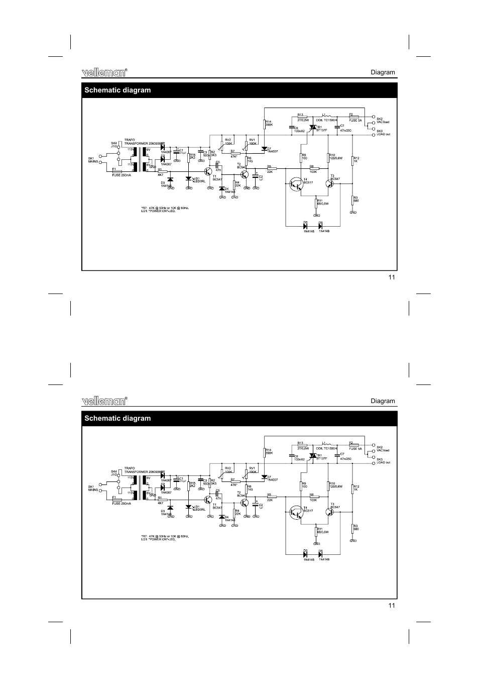 Schematic diagram | Velleman projects K2636 Assembly instructions User Manual | Page 11 / 12