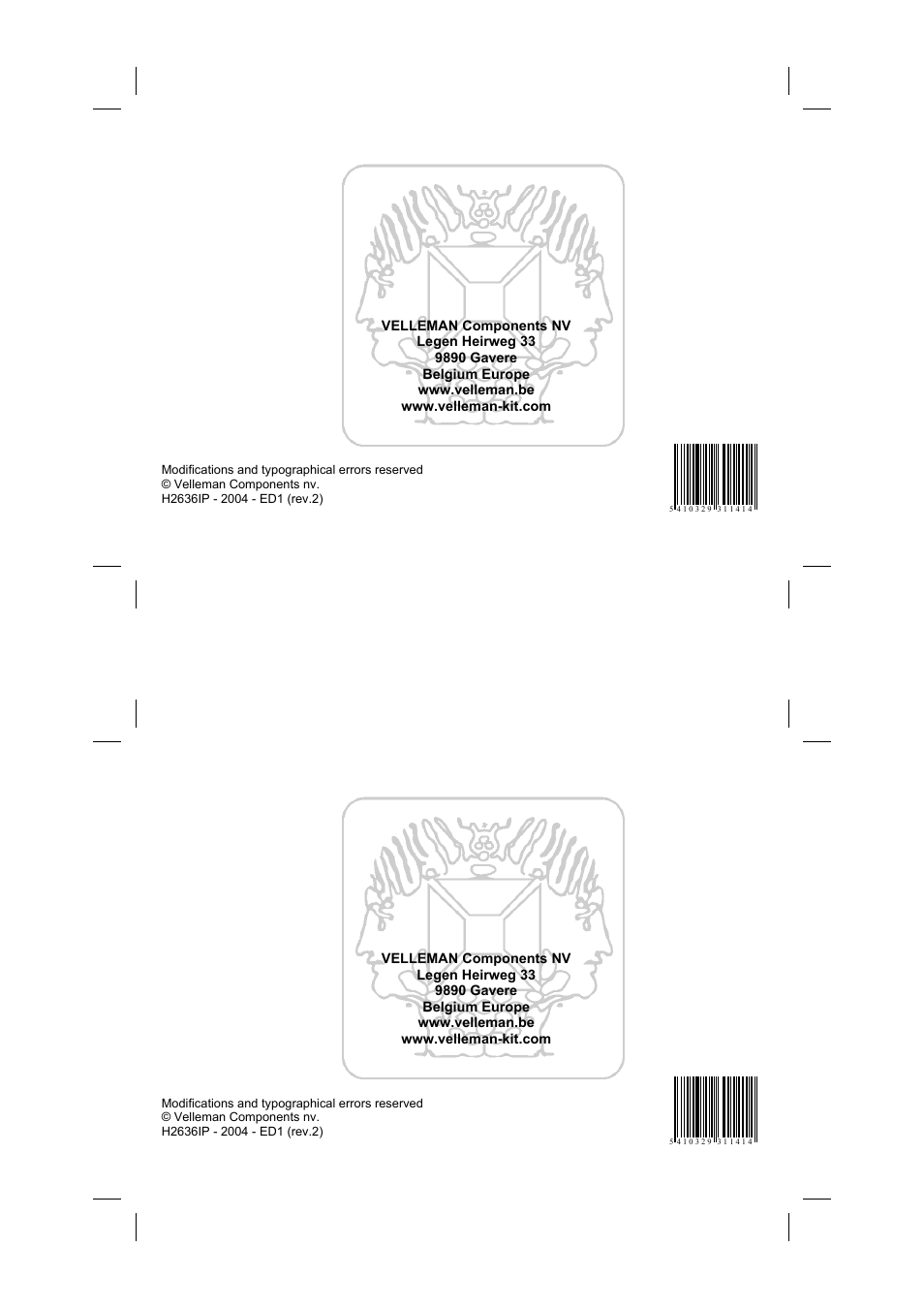 Velleman projects K2636 Assembly instructions User Manual | Page 12 / 12