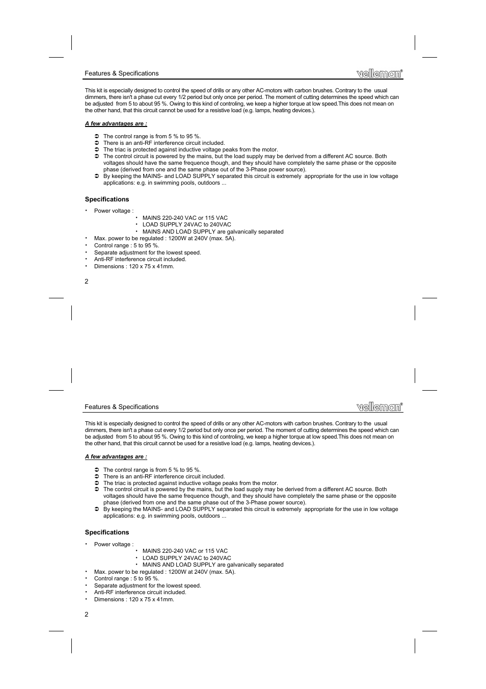 Velleman projects K2636 Assembly instructions User Manual | Page 2 / 12