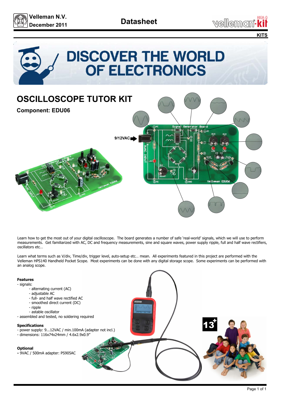 Velleman projects EDU06 Datasheet User Manual | 1 page