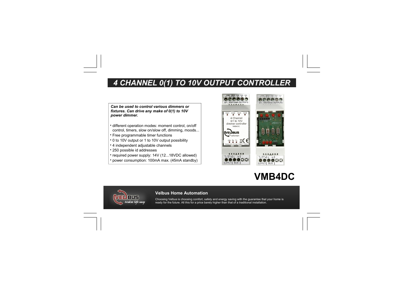 Velleman projects VMB4DC Short user manual User Manual | 12 pages