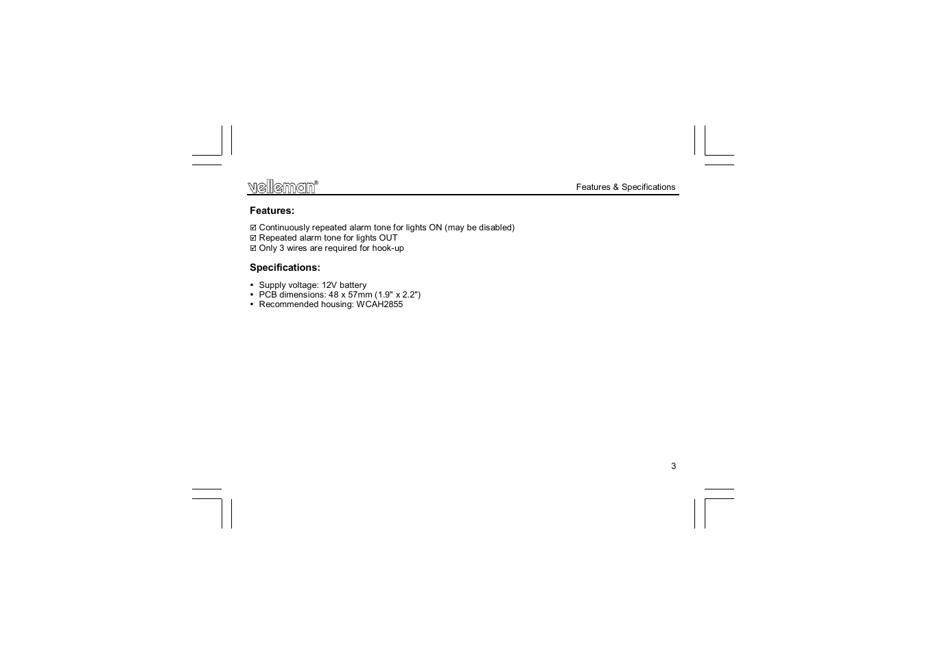 Velleman projects K3505 Assembly instructions User Manual | Page 3 / 12