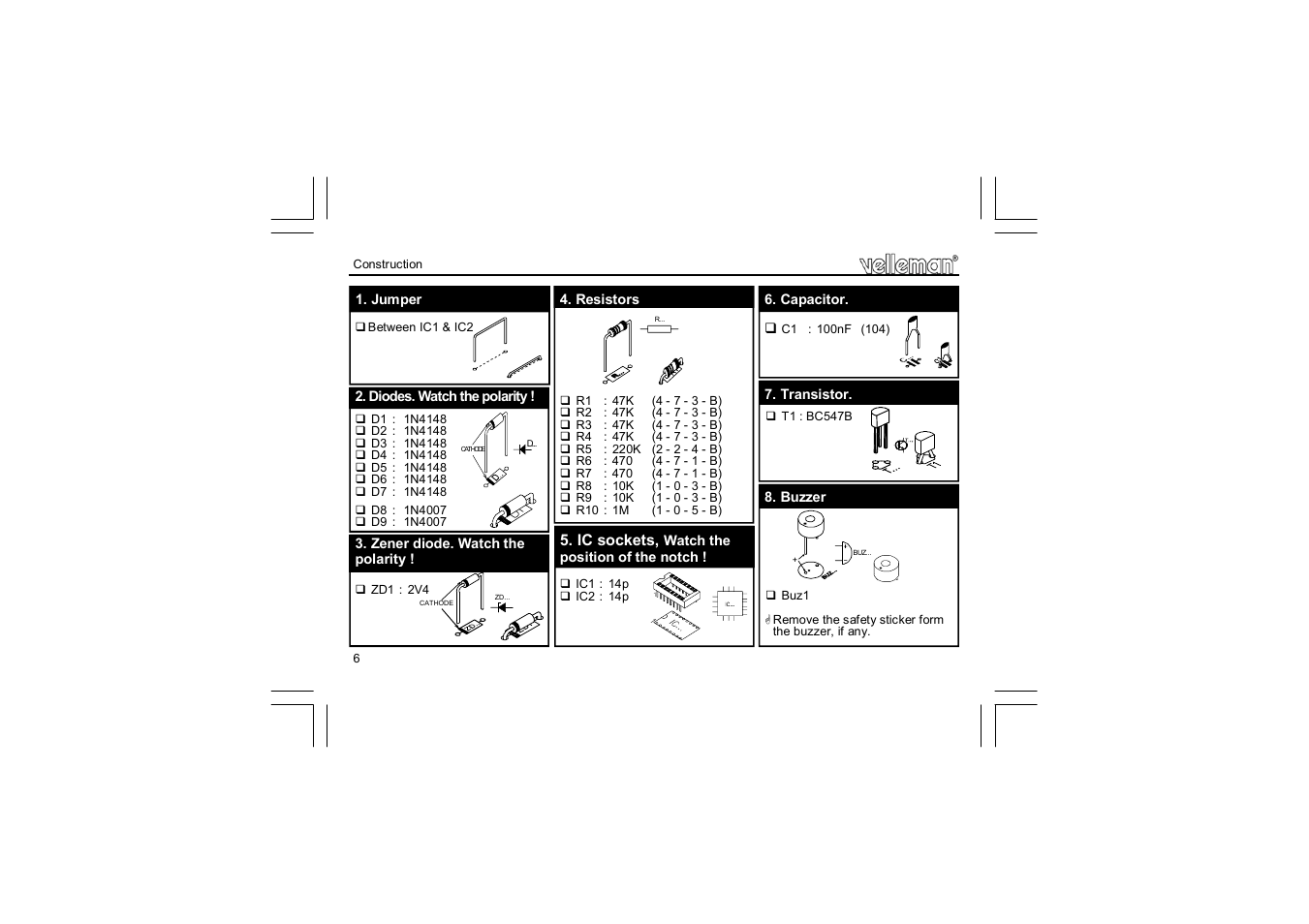 Velleman projects K3505 Assembly instructions User Manual | Page 6 / 12