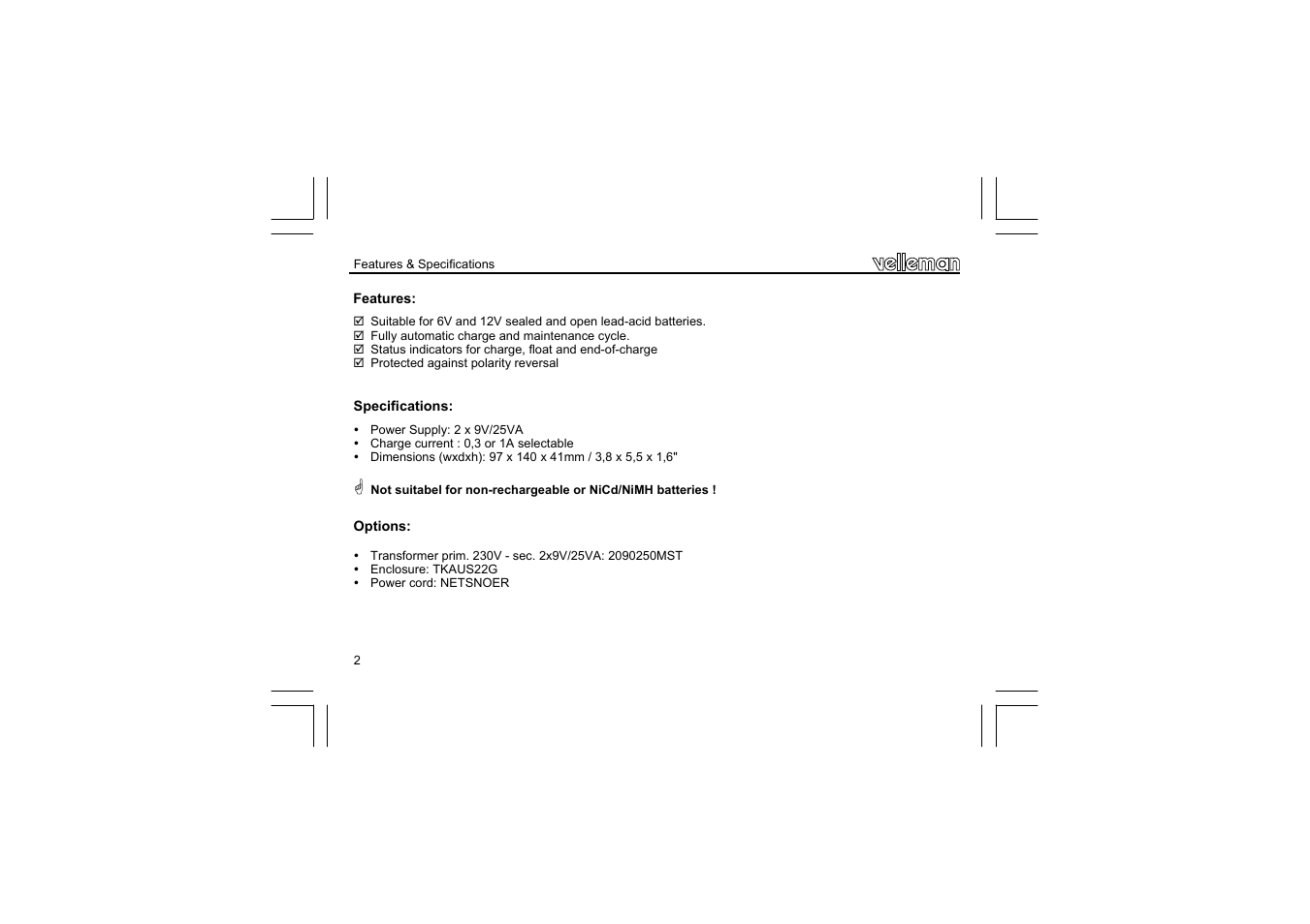 Velleman projects K8012 Assembly instructions User Manual | Page 2 / 20