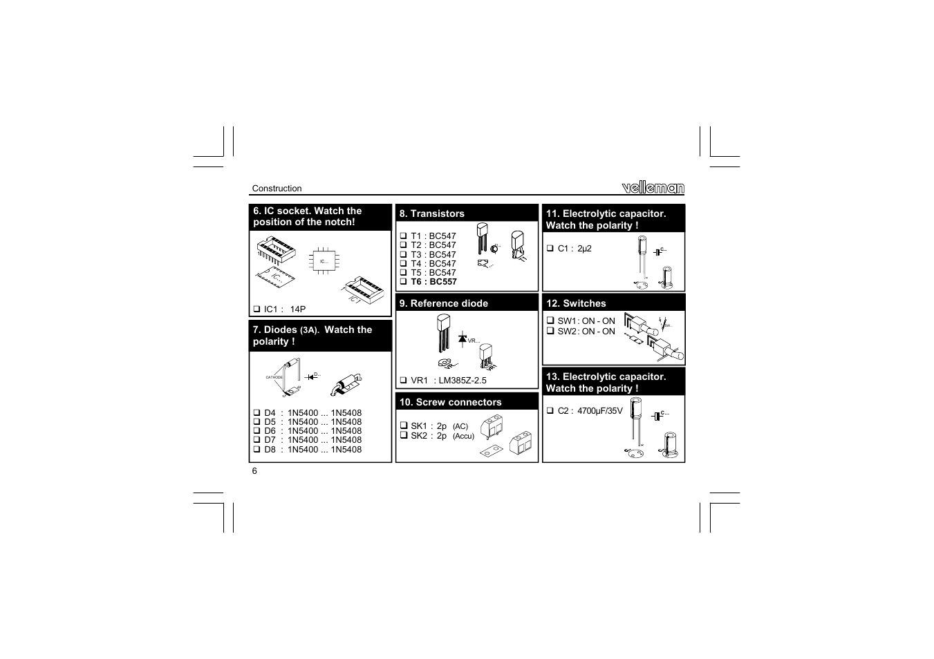 Velleman projects K8012 Assembly instructions User Manual | Page 6 / 20