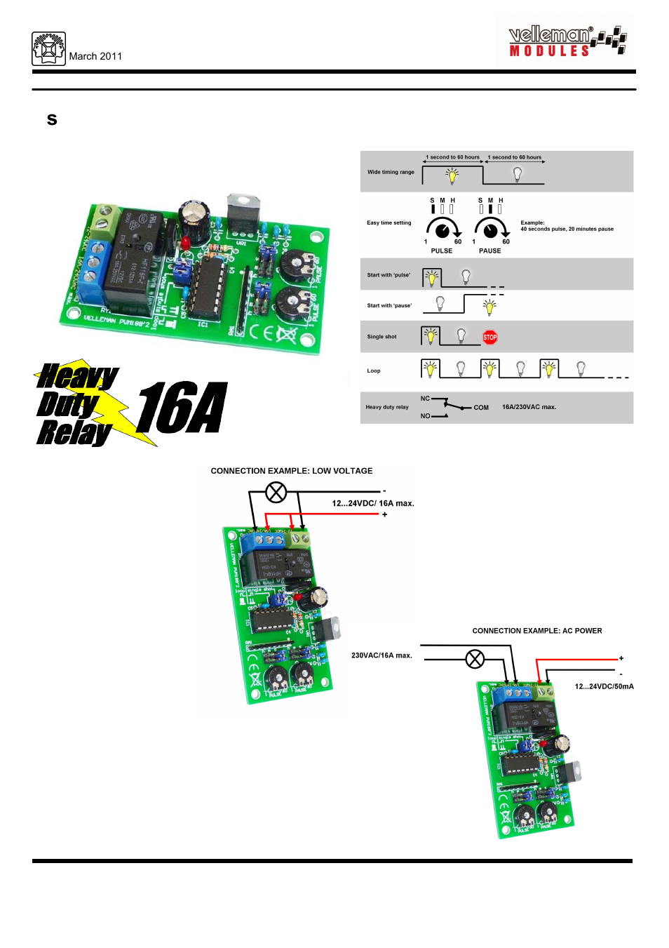 Velleman projects VM188 Datasheet User Manual | 1 page