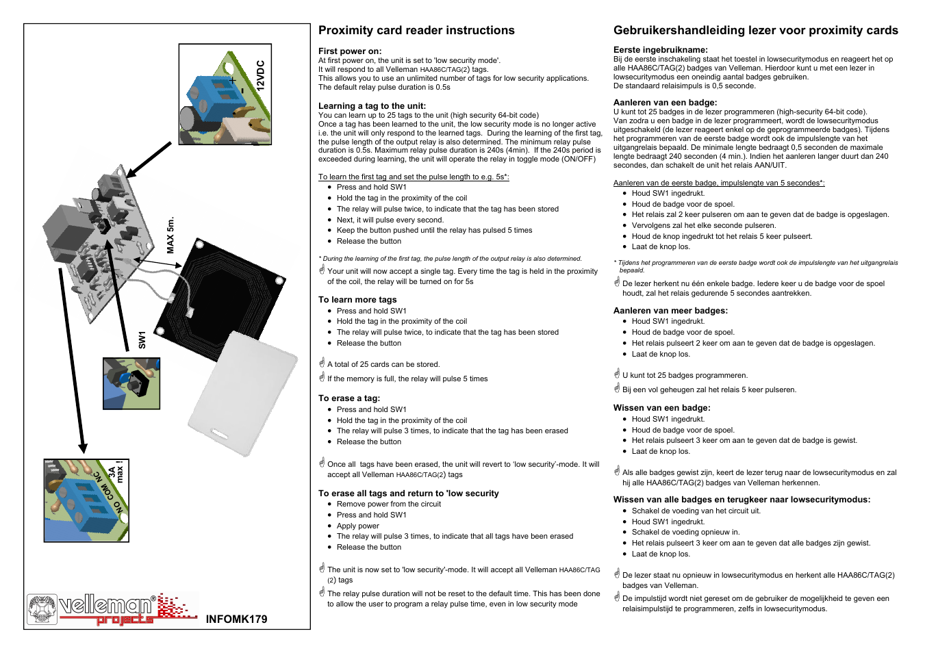 Velleman VM179 User Manual | 2 pages