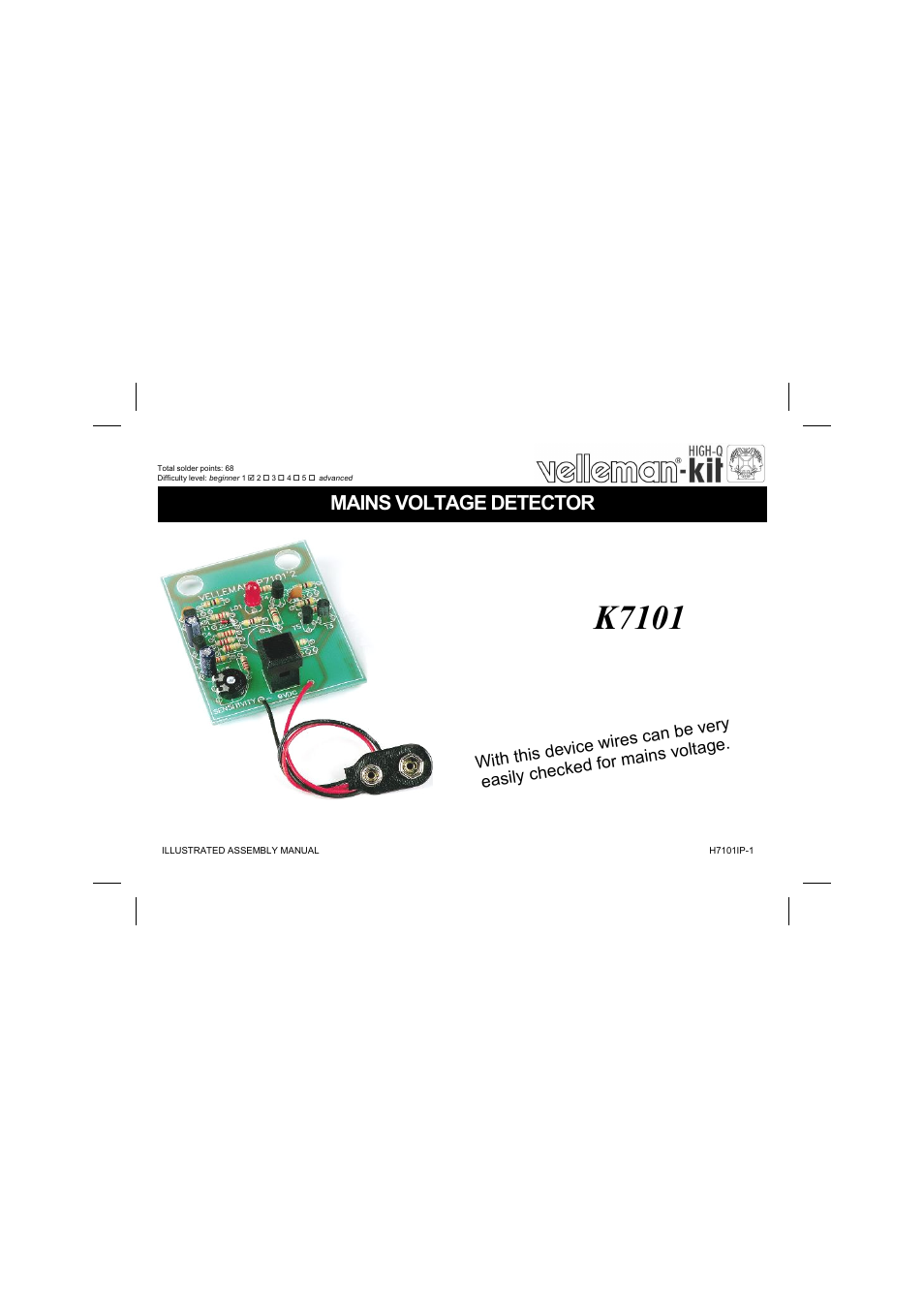 Velleman projects K7101 Assembly instructions User Manual | 12 pages