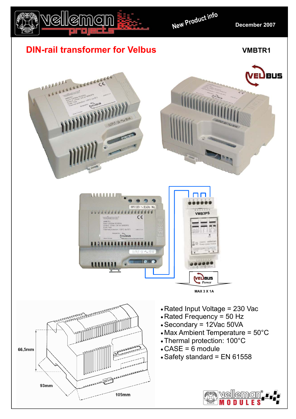 Velleman VMBTR1 User Manual | 1 page