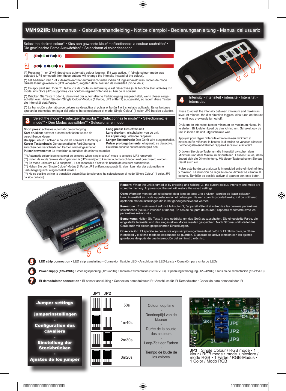 Velleman VM192ir User Manual | 2 pages