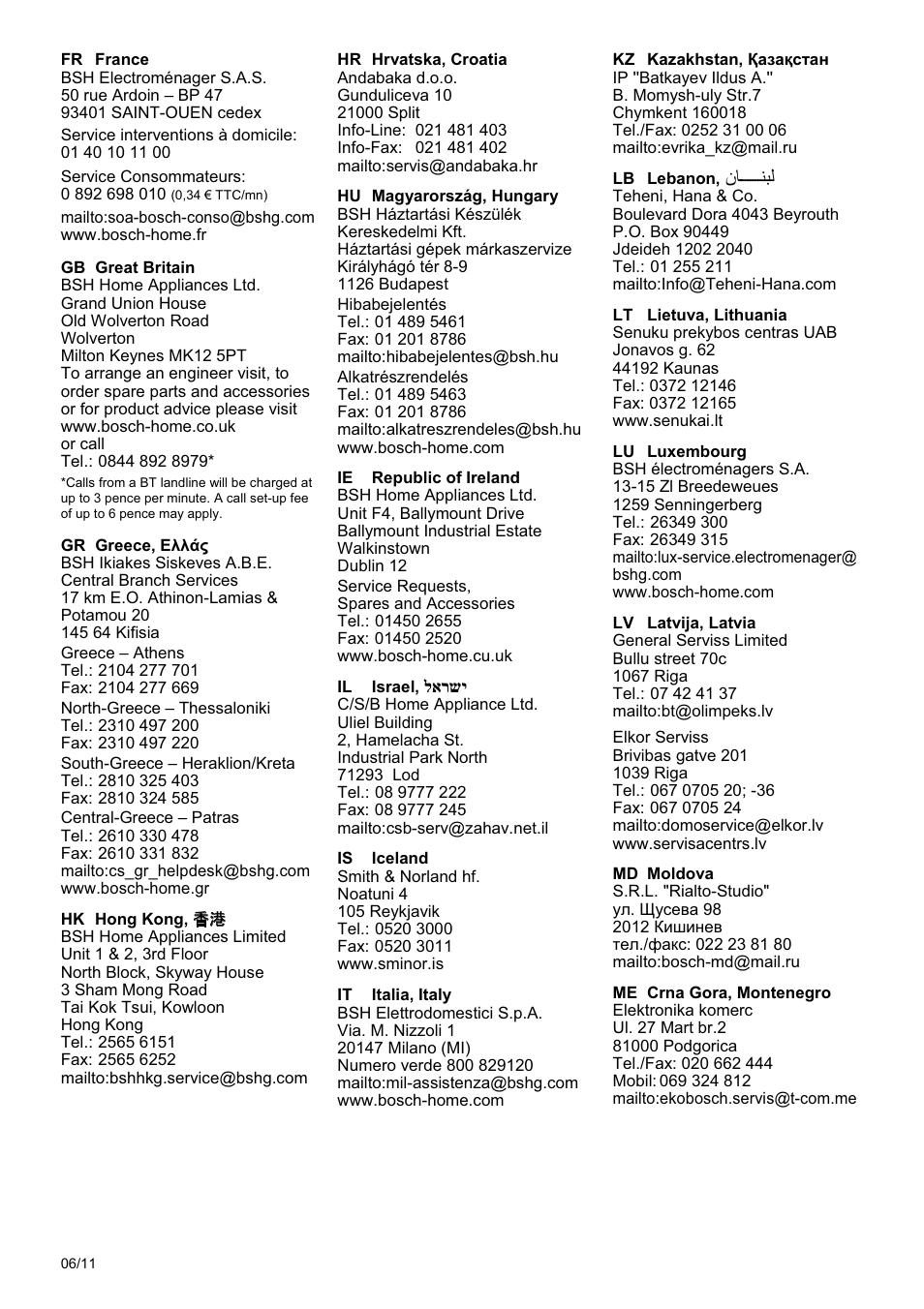 Bosch MSM 7362 User Manual | Page 68 / 72