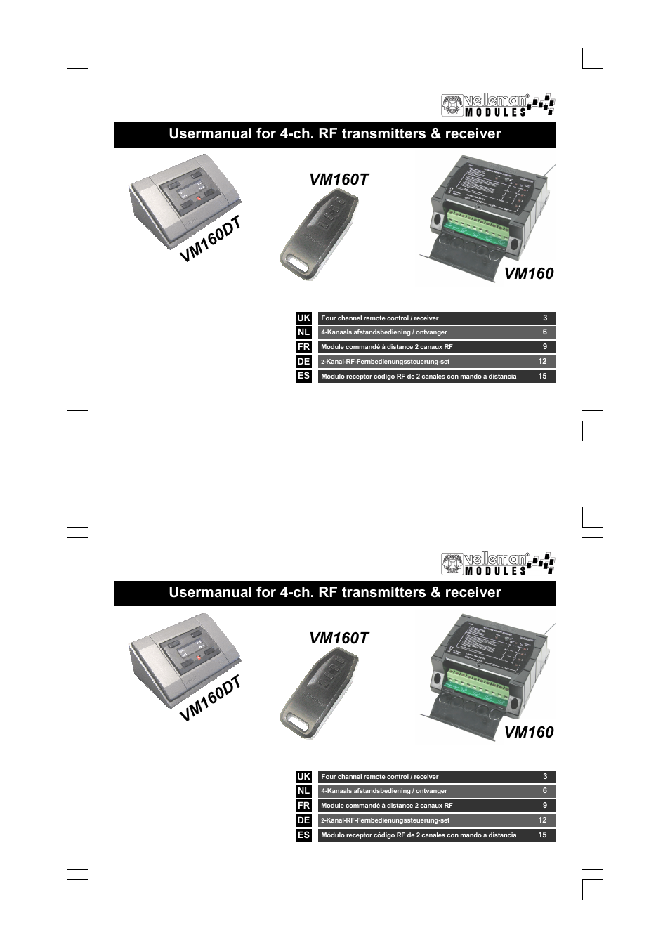 Velleman VM160 User Manual | 20 pages